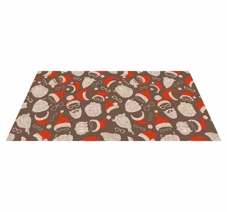 Tapis vinyle noël motif visages de santa - TenStickers