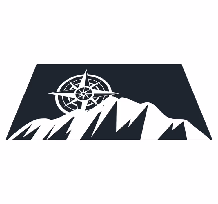 Tapis vinyle design moderne paysage de montagne boussole - TenStickers