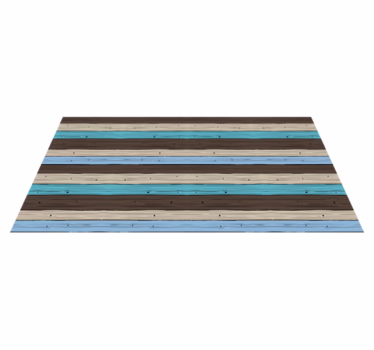 Tapis vinyle imitation parquet rayures bleues et marron - TenStickers