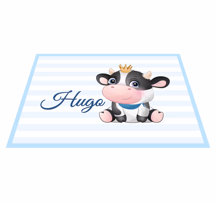 Tapis vinyle chambre bébé vache avec prénom - TenStickers