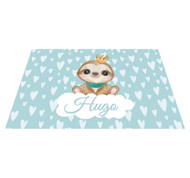Tapis vinyle rond Paresseux mignon pour garçon avec nom - TenStickers