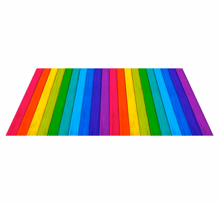 Tapis vinyle imitation parquet motif rayé arc-en-ciel - TenStickers