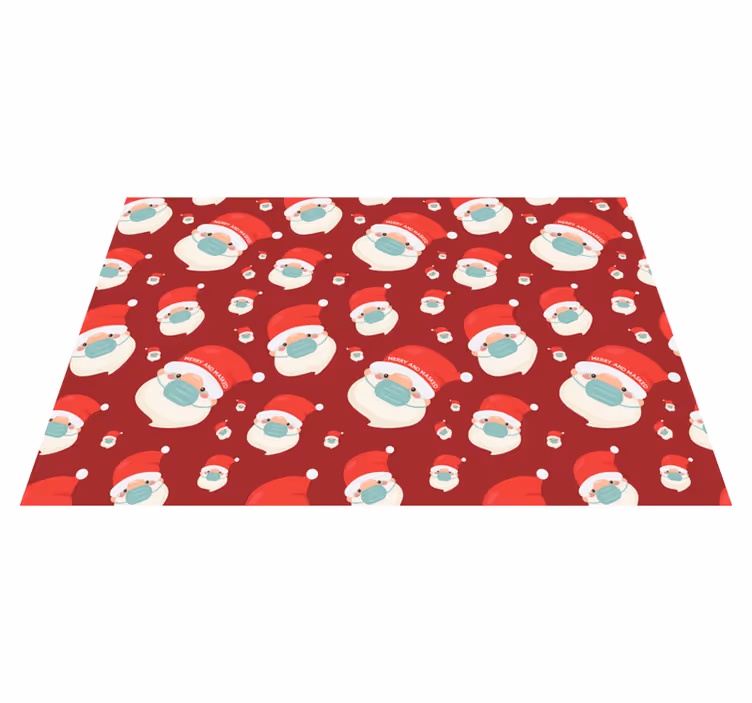 Tapis vinyle noël visages de père noël festifs - TenStickers