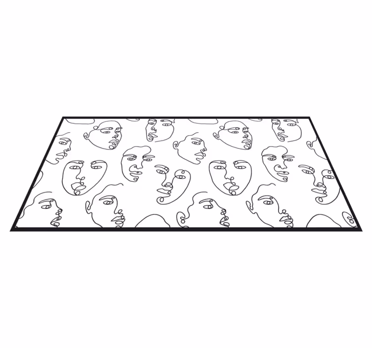 Tapis mosaique vinyle visages dessinés au trait - TenStickers