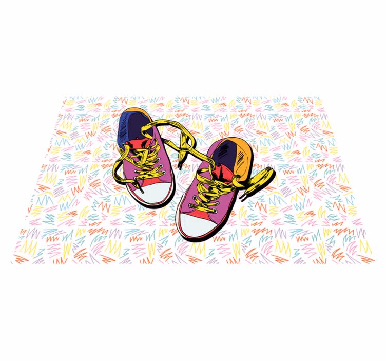 Tapis vinyle ado modèle de baskets colorées - TenStickers