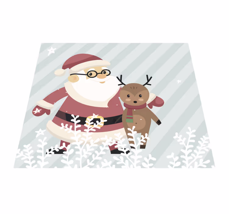 Tapis vinyle noël santas et rennes - TenStickers
