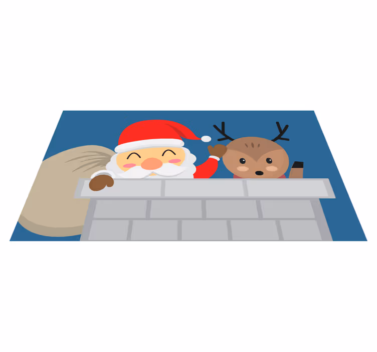 Tapis vinyle noël scène joyeuse de père noël - TenStickers