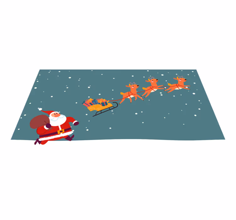 Tapis vinyle noël voyage du traîneau du père noël - TenStickers