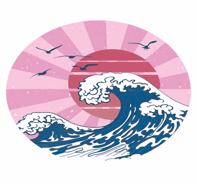Tapis vinyles géométriques vague rose de kanagawa - TenStickers
