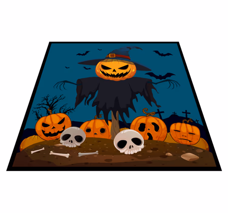 Tapis vinyle pour halloween scène de citrouille hantée - TenStickers