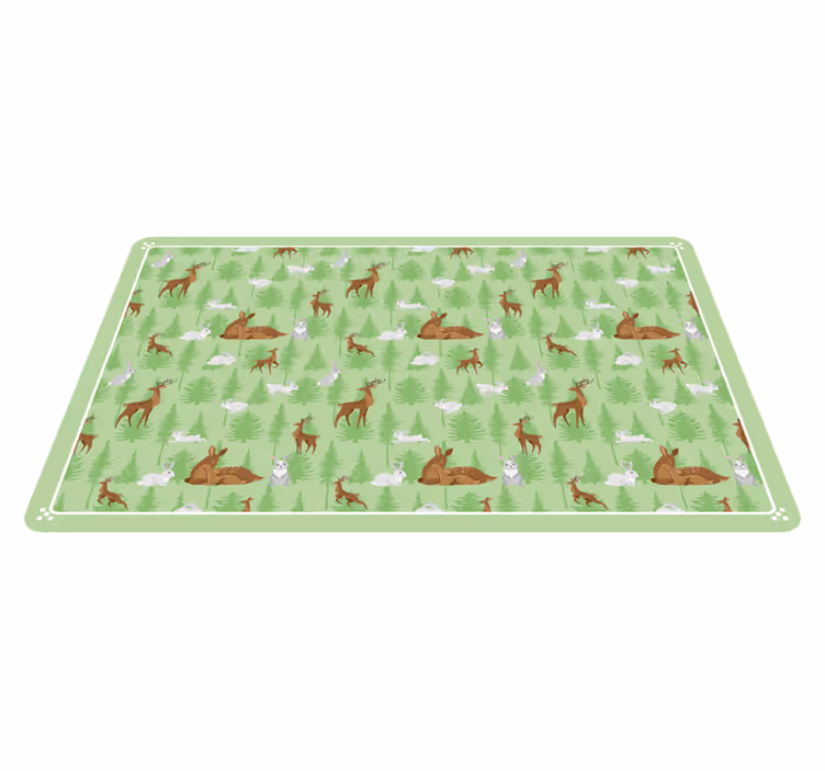 Tapis vinyle animal créatures de la forêt verte - TenStickers