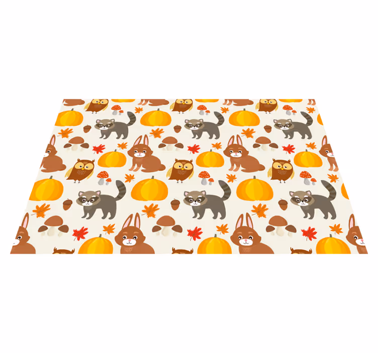 Tapis vinyle chambre bébé personnages animaux d'automne - TenStickers