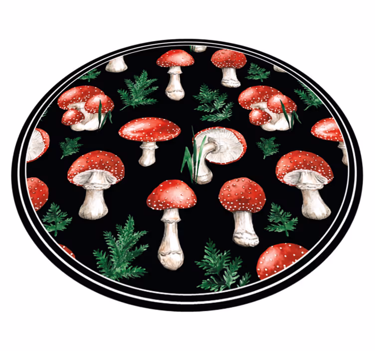 Tapis vinyle nature motif forêt de champignons - TenStickers