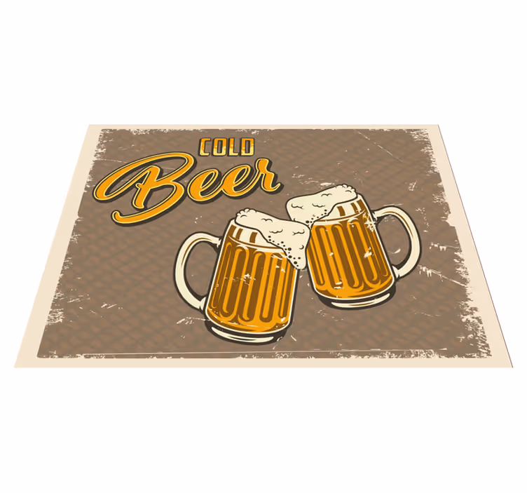 Tapis vinyle rétro chopes de bière froides - TenStickers