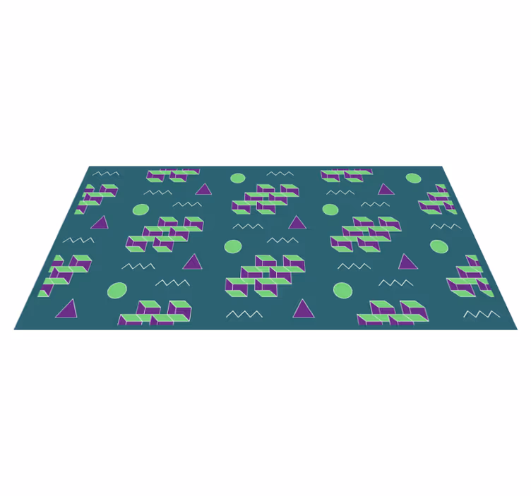 Tapis vinyle rétro formes de blocs colorés - TenStickers