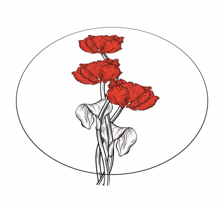 Tapis vinyle salle de bain composition florale rouge - TenStickers