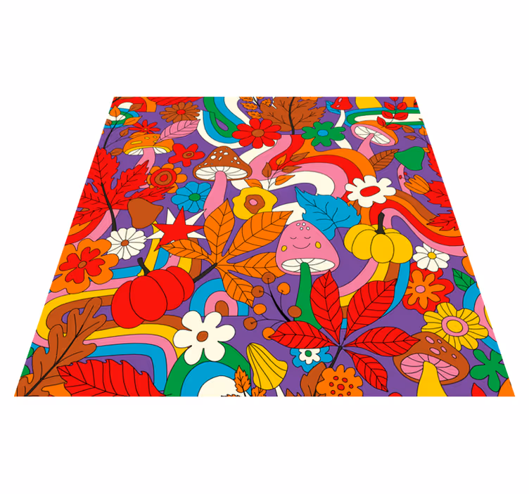 Tapis vinyle fleurs et plantes design floral coloré - TenStickers