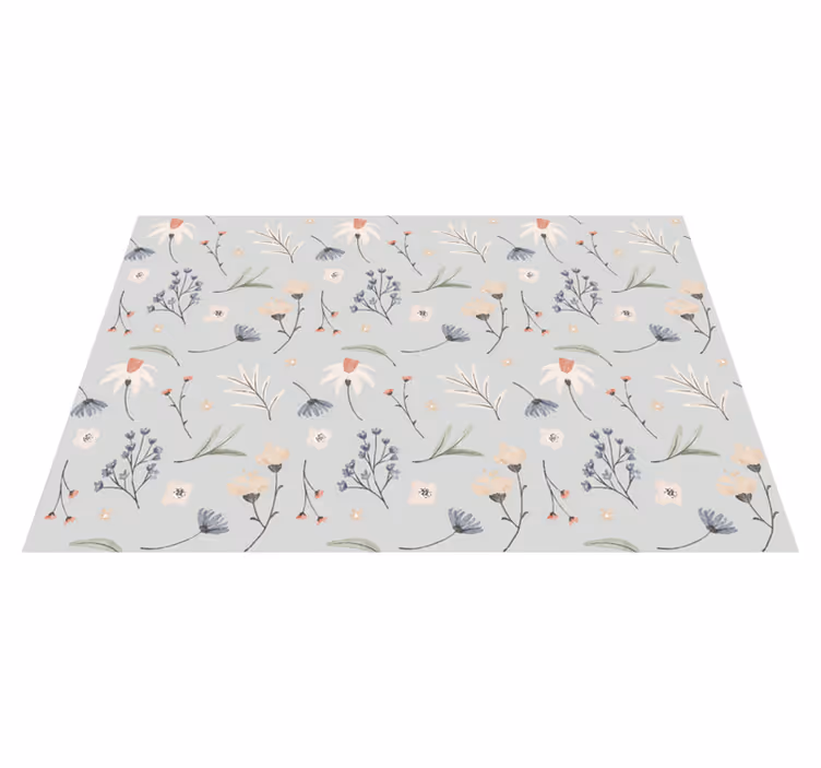 Tapis vinyle fleurs et plantes illustration de feuilles - TenStickers