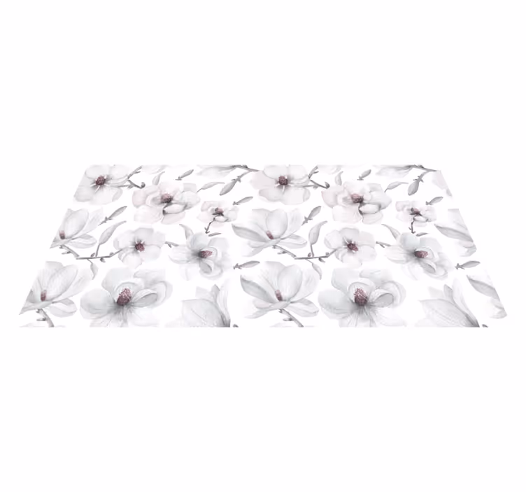 Tapis vinyle fleurs et plantes concept gris doux - TenStickers