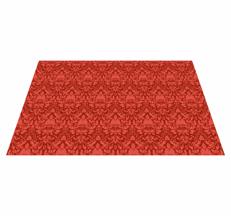 Tapis vinyle rouge superposition de motifs baroques - TenStickers