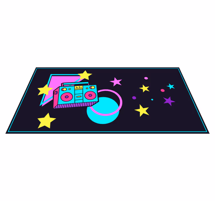 Tapis vinyle rétro graphique de boombox coloré - TenStickers