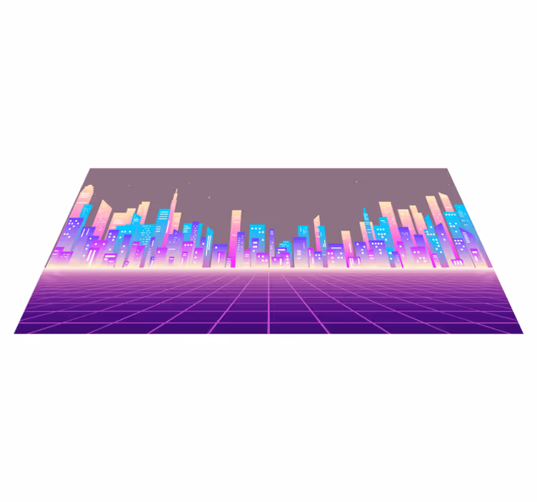 Tapis vinyle design moderne horizon urbain au néon - TenStickers