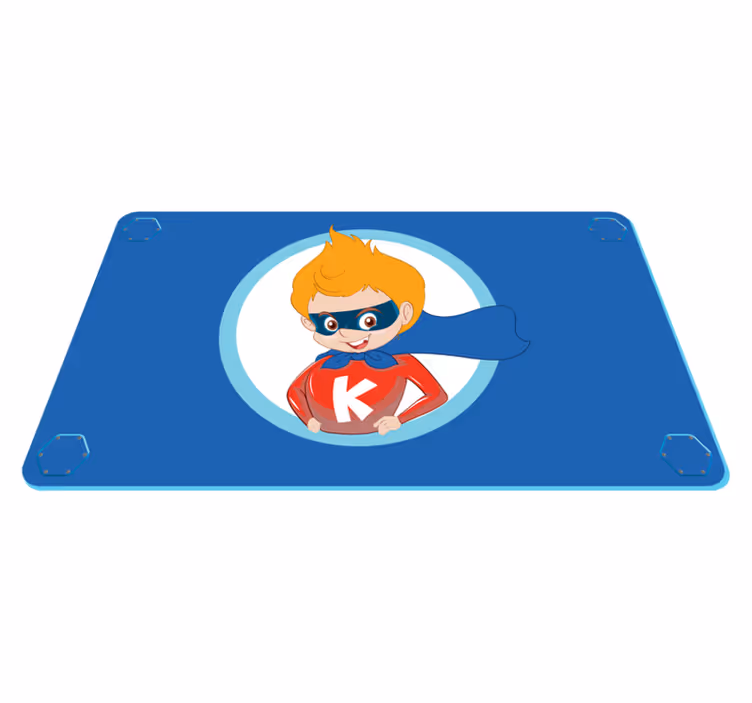 Tapis vinyle enfant bleu personnage de super-héros - TenStickers