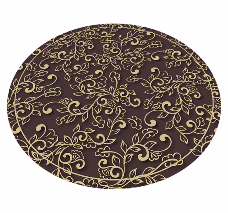 Tapis vinyle vintage marron motif floral - TenStickers