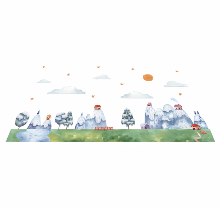 Tapis vinyle pour enfants scène de paysage enchanté - TenStickers
