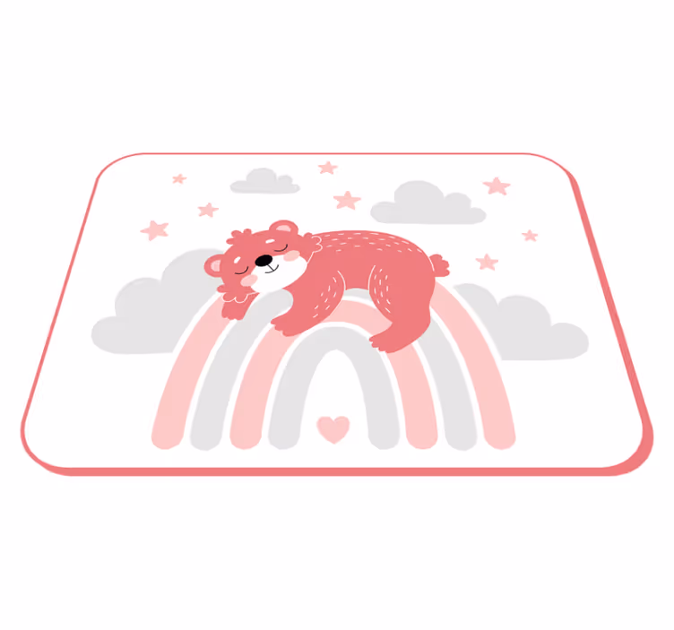 Tapis vinyle chambre bébé arc-en-ciel ours endormi - TenStickers