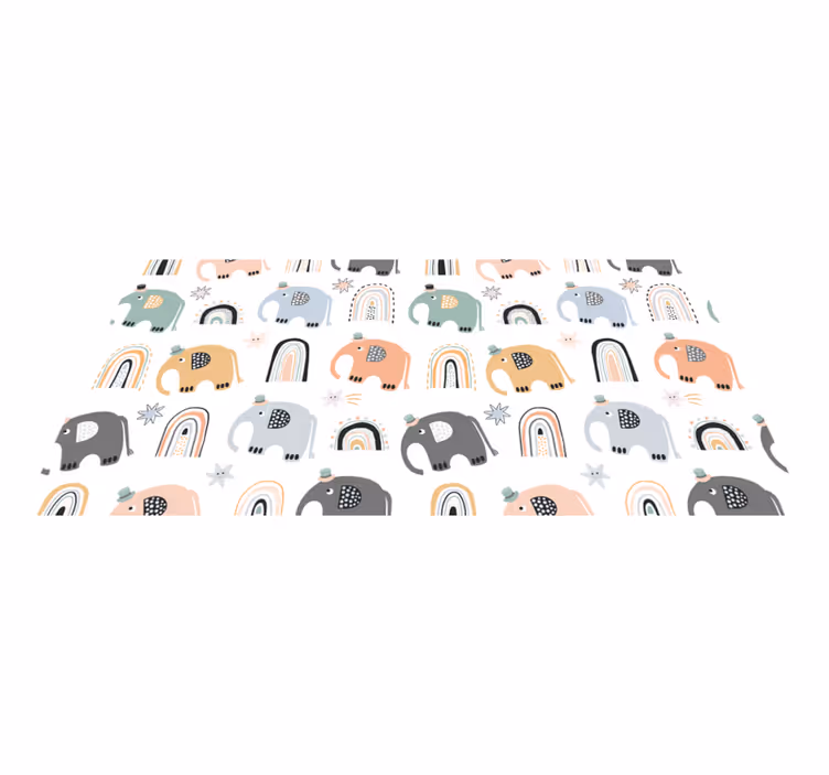 Tapis vinyle chambre bébé charmant défilé d'éléphants - TenStickers