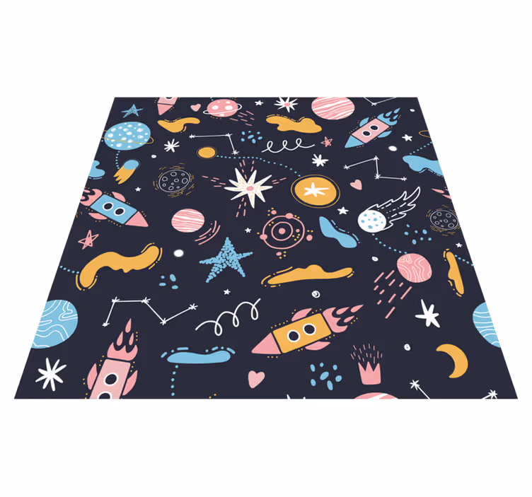 Tapis vinyle pour enfants aventure spatiale cosmique - TenStickers