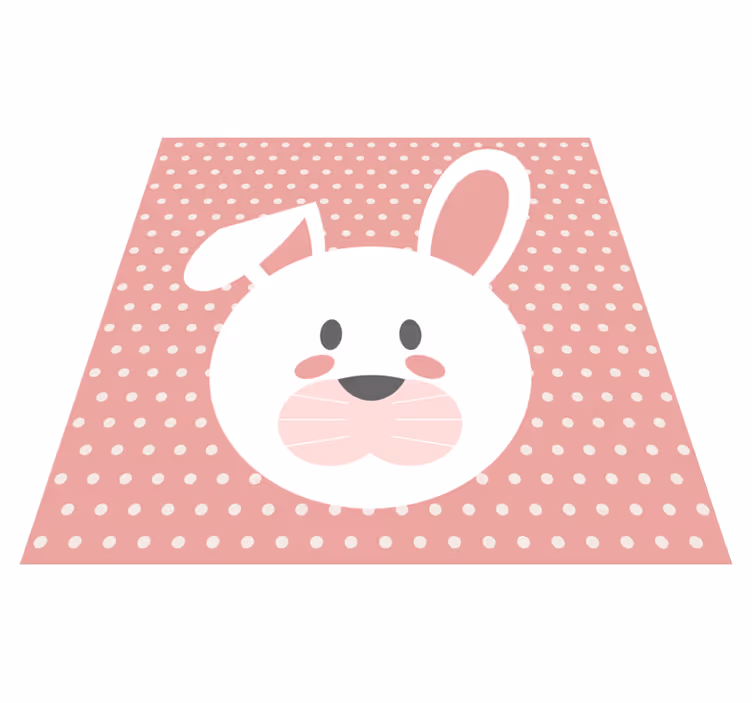 Tapis vinyle bébé lapin et pois blancs - TenStickers