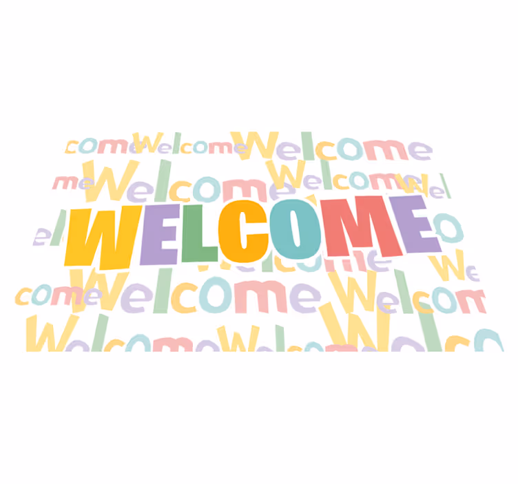 Tapis vinyle citation typographie de bienvenue colorée - TenStickers