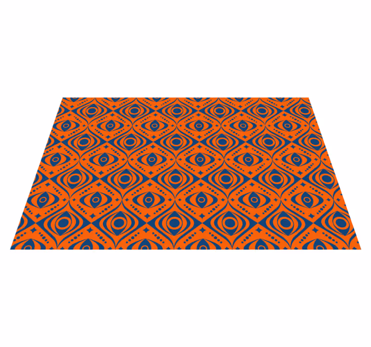 Tapis vinyle géométrique motif yeux oranges et bleus - TenStickers