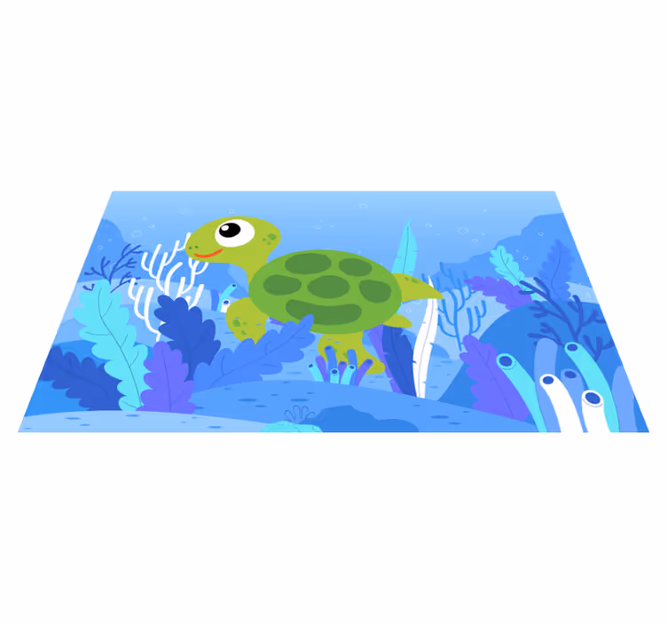 Tapis vinyle enfant paysage marin de tortue - TenStickers