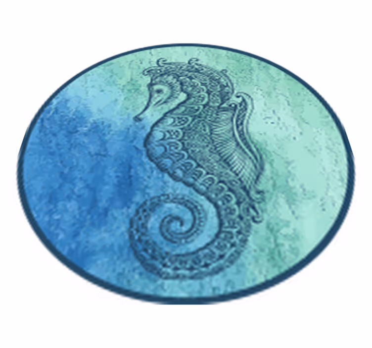 Tapis vinyle animal motif circulaire hippocampe - TenStickers