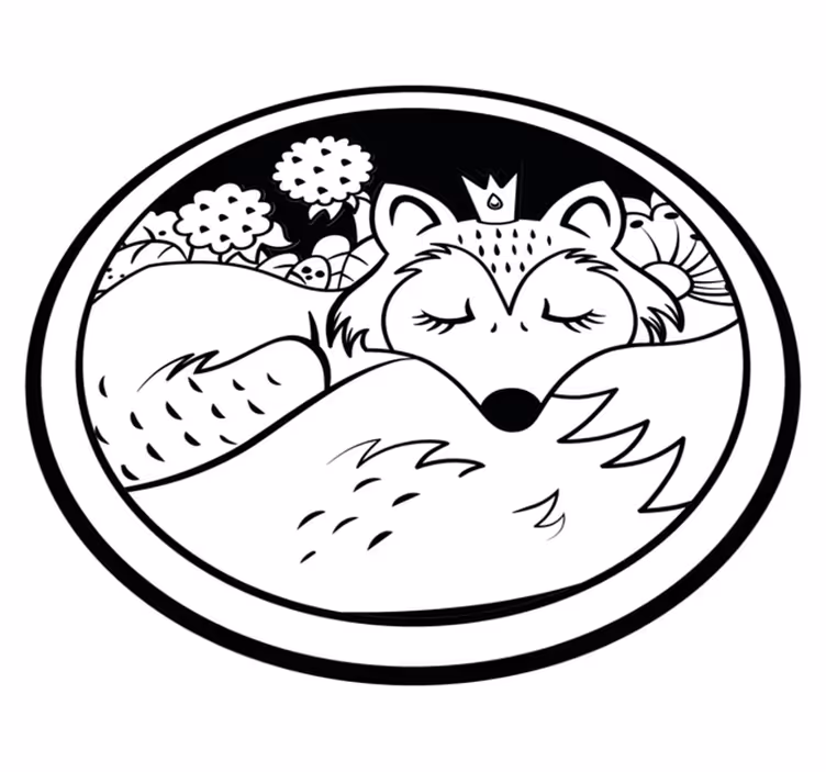 Tapis vinyle animal cercle de renard endormi - TenStickers