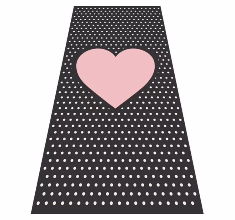 Tapis vinyle cœur et pois sur fond noir - TenStickers
