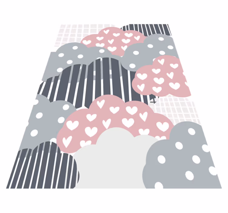 Tapis vinyle pour enfants motif de coeurs nuageux - TenStickers