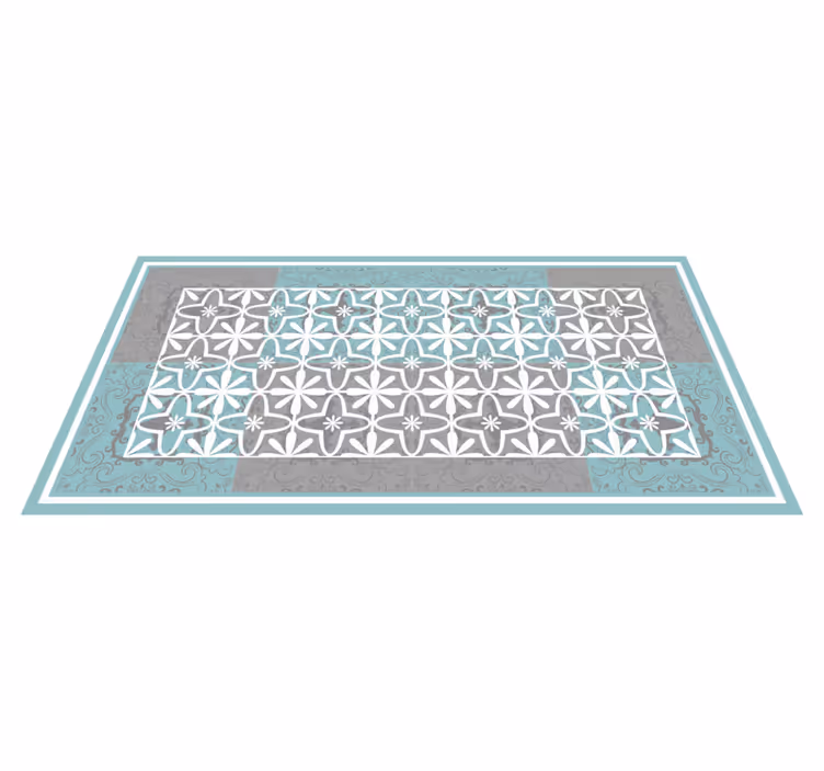 Tapis vinyle géométrique élégant gris et bleu - TenStickers