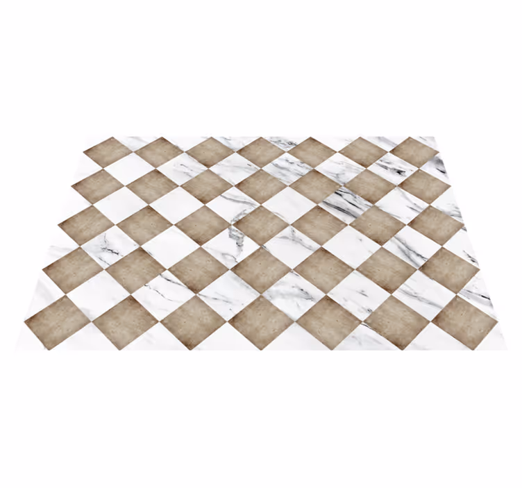 Tapis vinyle marbre carreaux en diagonale - TenStickers