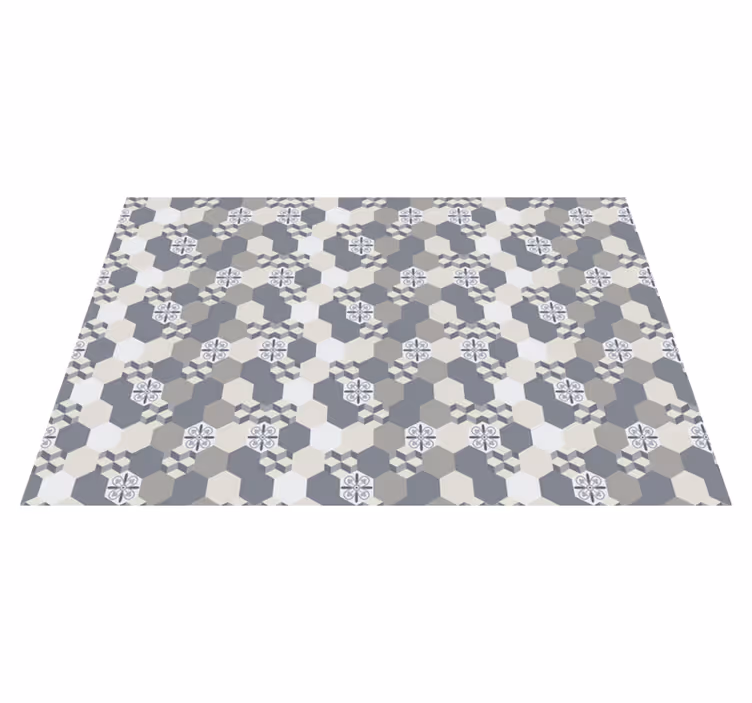 Tapis vinyle carreaux de ciment hexagones tons gris - TenStickers