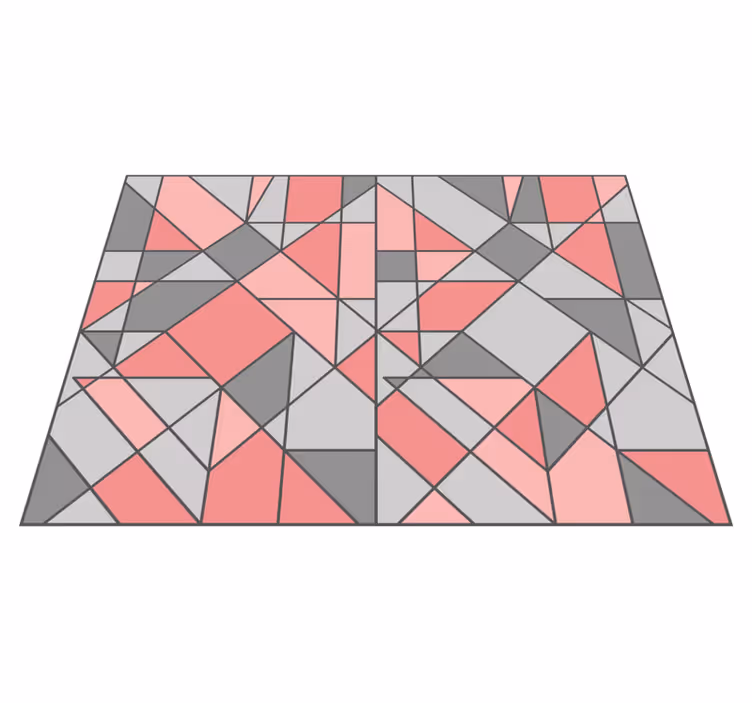Tapis vinyle géométrique motif abstrait gris et rose - TenStickers