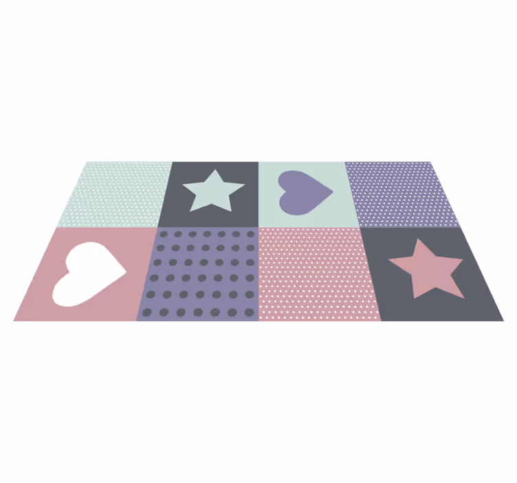 Tapis vinyle pour enfants étoile coeur patchwork - TenStickers