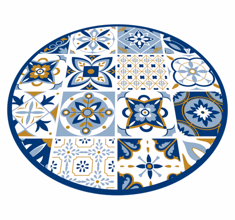 Tapis vinyle carreaux de ciment motif de tuiles rondes - TenStickers