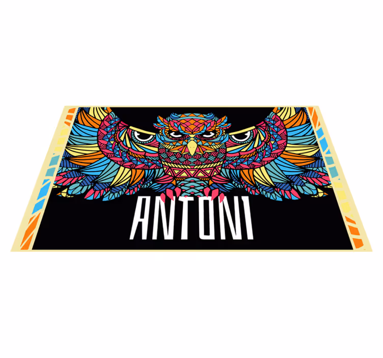 Tapis vinyle personnalisé personnalisation de hibou coloré - TenStickers