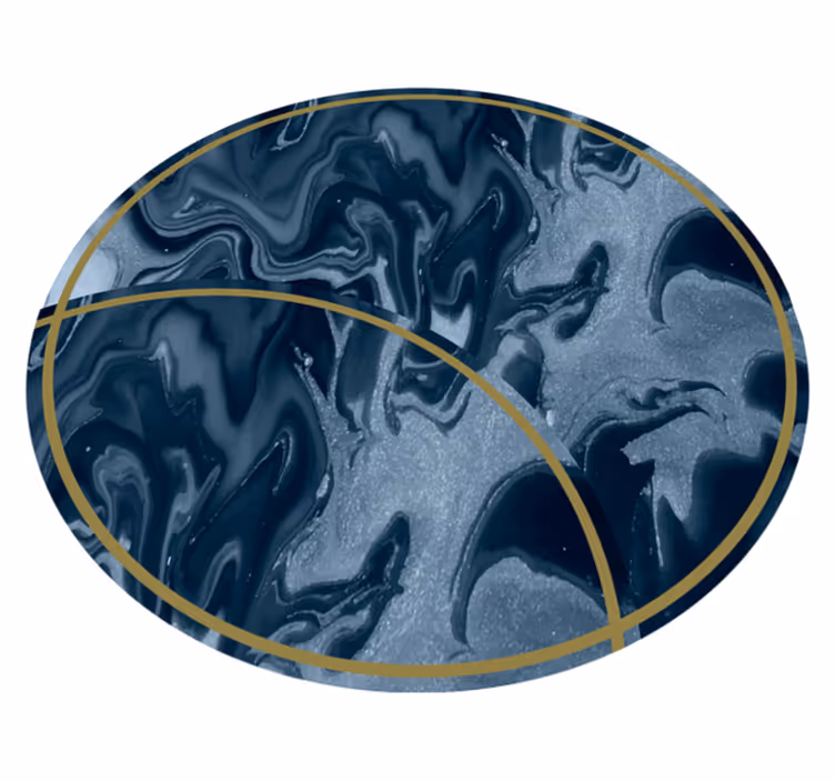 Tapis vinyle rond effet marbre bleu - TenStickers