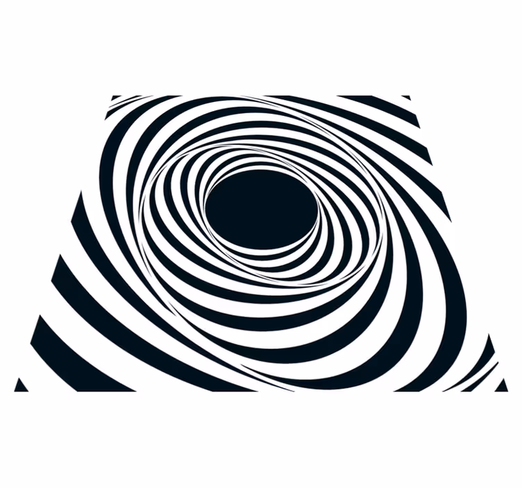 Tapis vinyle géométrique motif spirale noir et blanc - TenStickers