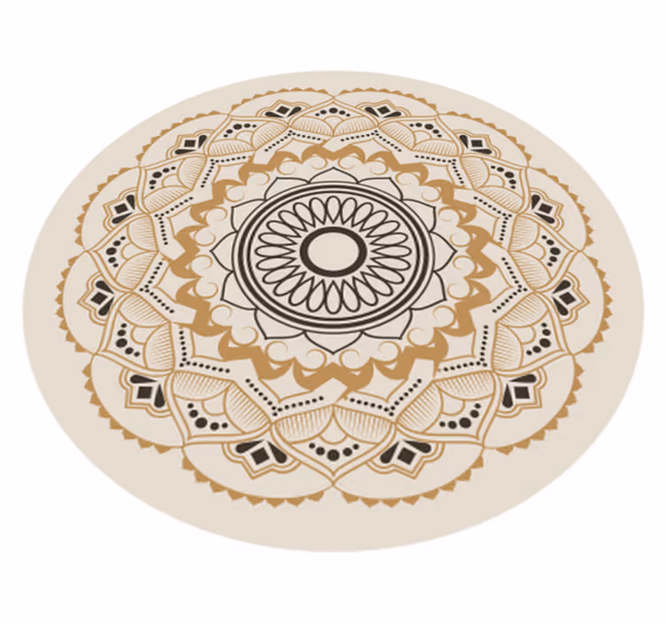 Tapis vinyle mandala rond couleur beige et neutre - TenStickers